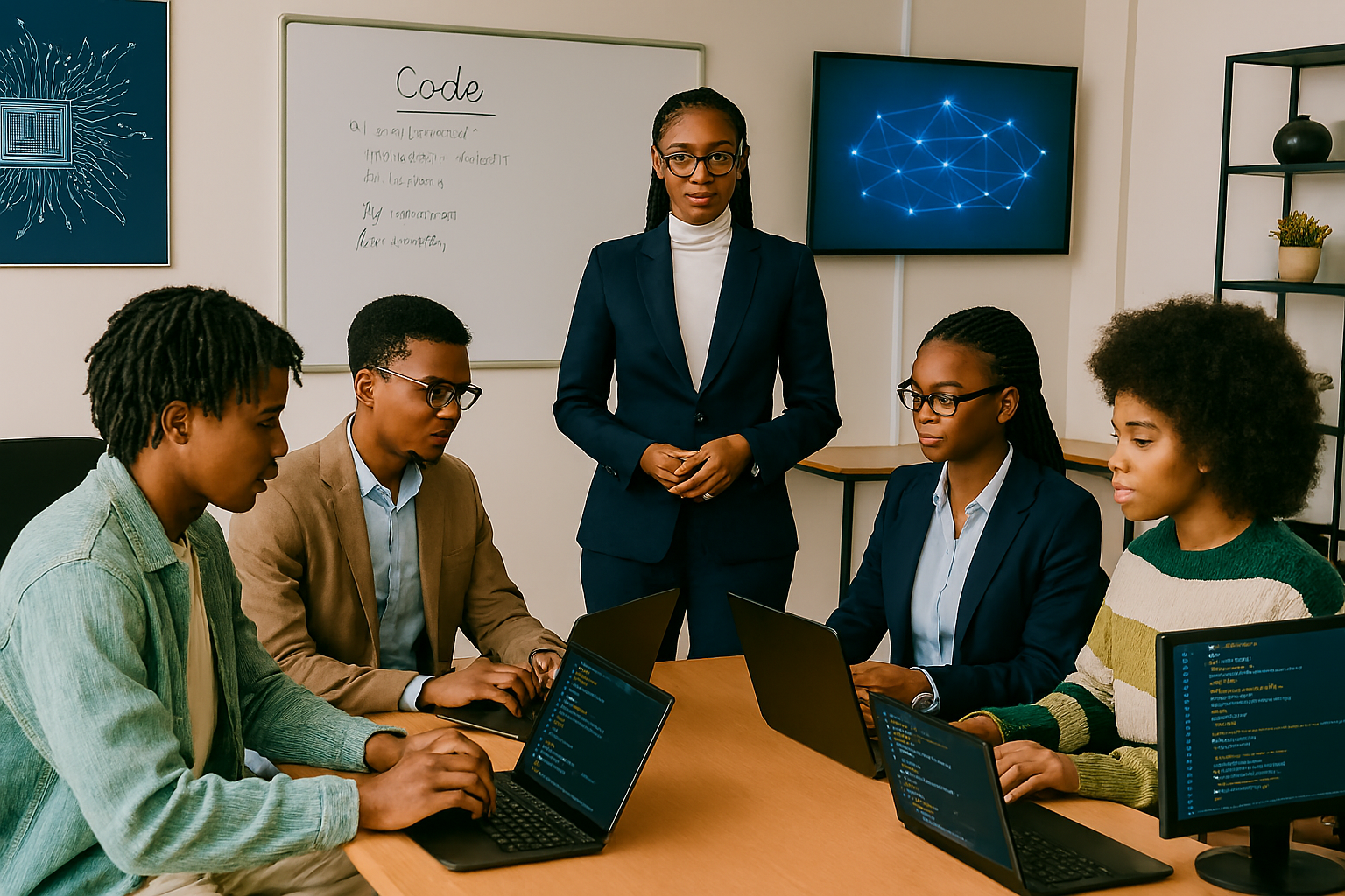 Engineers collaborating in a modern tech workspace